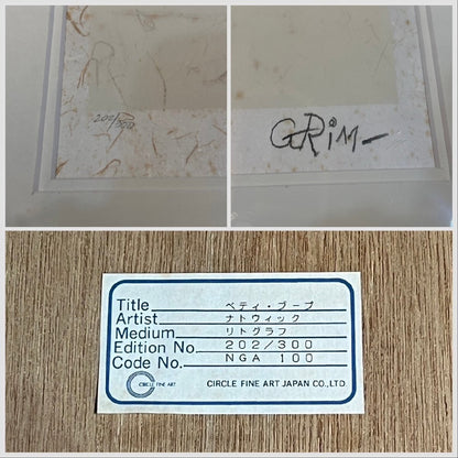 Framed Grim Natwick BettyBoop Lithograph Edition Autographed