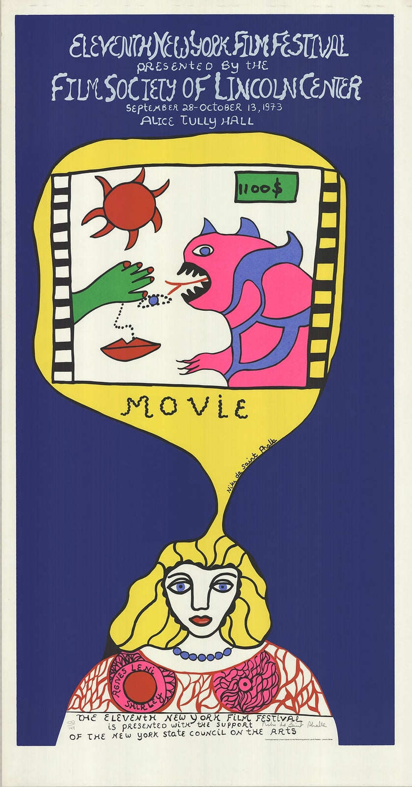 NIKI DE SAINT PHALLE Eleventh New York Film Festival SIGNED 70.25" x 37.25" Seri