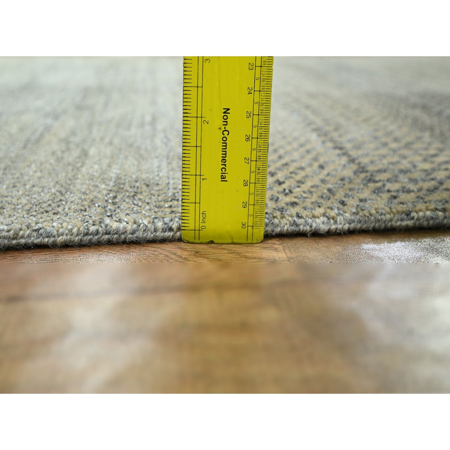 2'6"X20'4" Brown Modern Grass Design Hand Knotted Wool & Silk Runner Rug