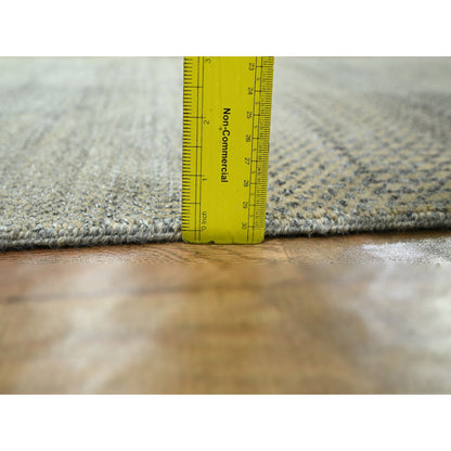 2'6"X20'4" Brown Modern Grass Design Hand Knotted Wool & Silk Runner Rug