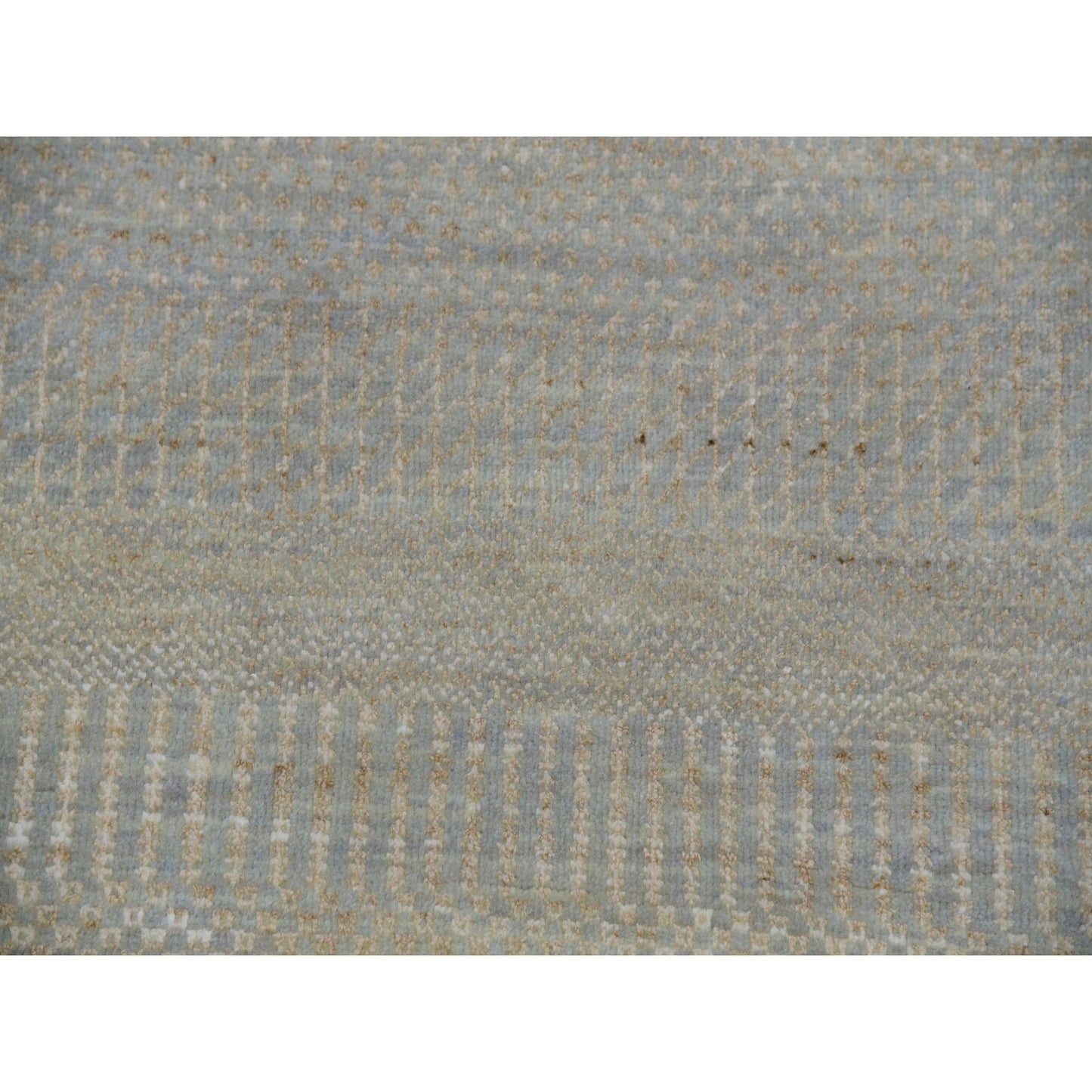 9'X12'3" Cloudy Gray Hand Knotted Grass Design Pure Wool Oriental Rug