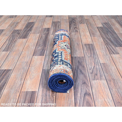 2'X5'10" Blue 200 Kpsi Armenian Caucasian Design Runner Oriental Rug