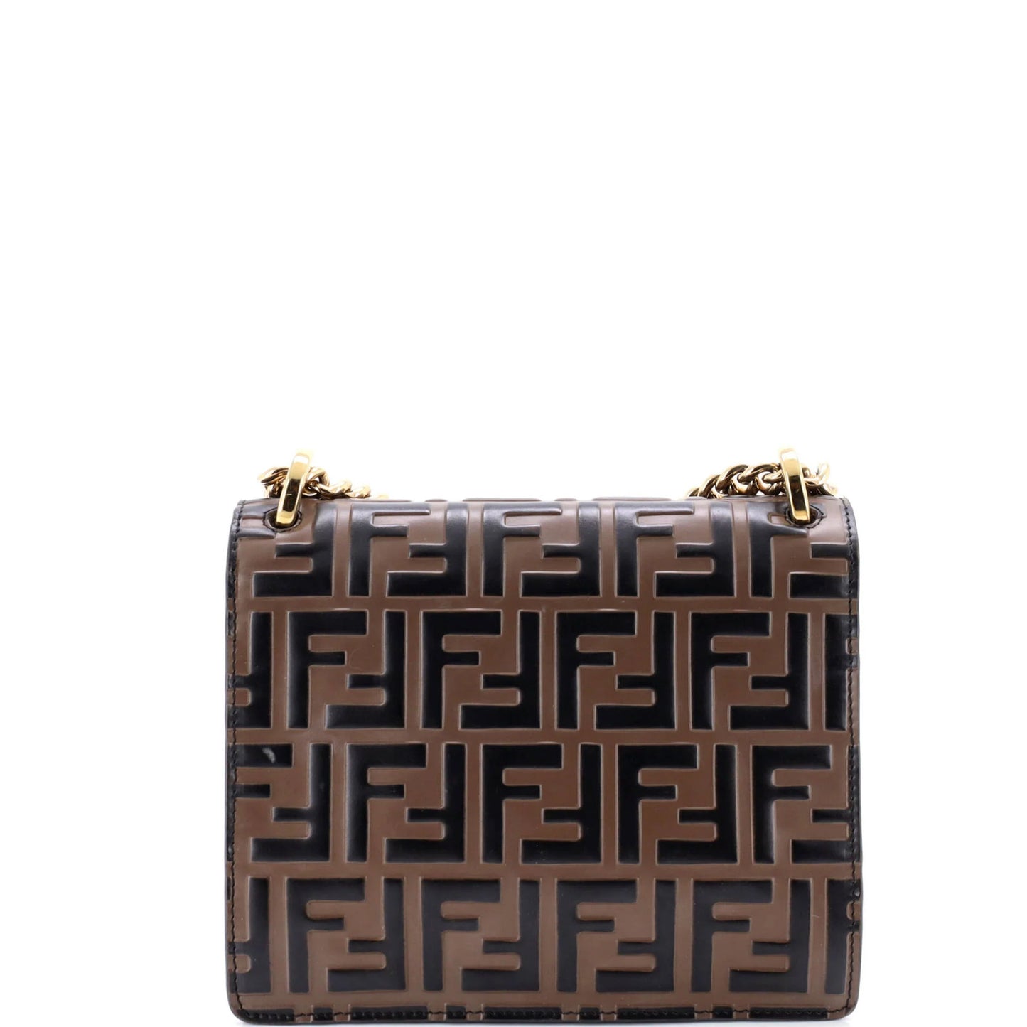 Fendi Kan U Shoulder Bag Zucca Embossed Leather Small