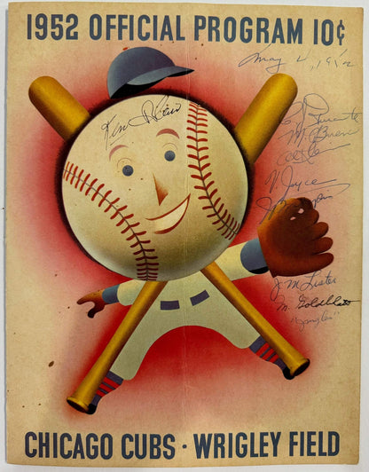 Willie Mays & Other Players Autographed 1952 Official Chicago Cubs Program (Jsa)