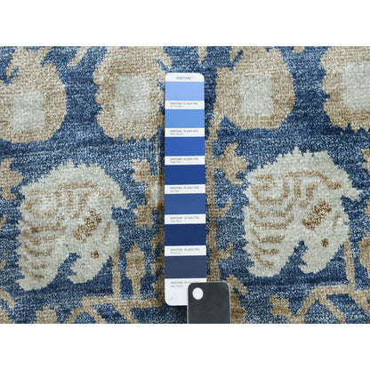 8'9"X12' Yale Blue Hand Knotted 100% Pure Real Silk Khotan Design Rug