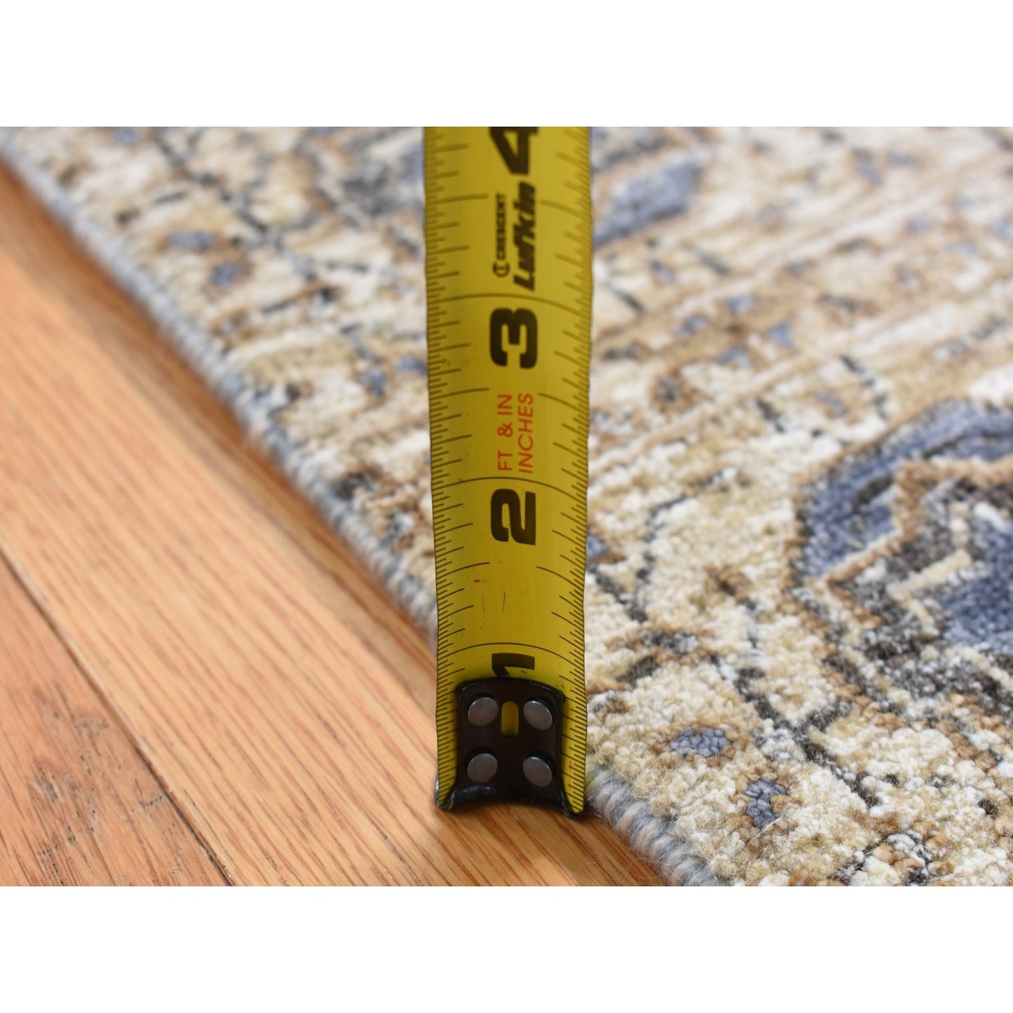 2'7"X6'1" Brown Silk With Wool Mamluk Design Hand Knotted Runner Rug