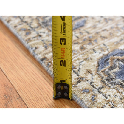 2'7"X6'1" Brown Silk With Wool Mamluk Design Hand Knotted Runner Rug