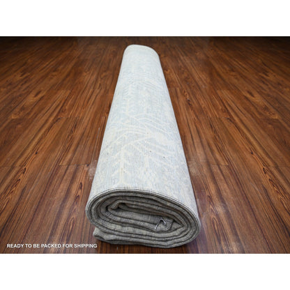 12'X14'3" Marian Blue Stone Washed Peshawar Wool Hand Knotted Rug