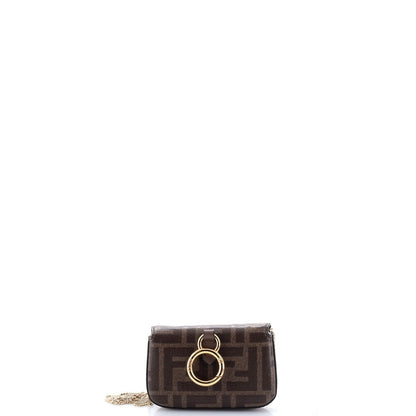 Fendi Chain Baguette Charm Bag Zucca Canvas Nano