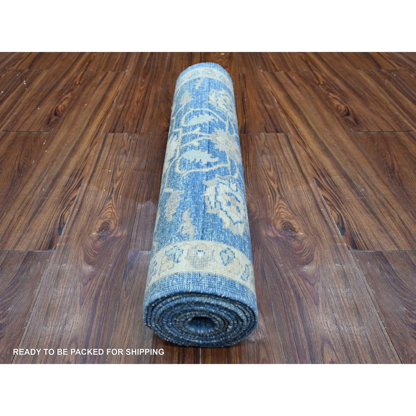 2'7"X11'8" True Blue Hand Knotted Wool Mahal All Over Design Runner Rug