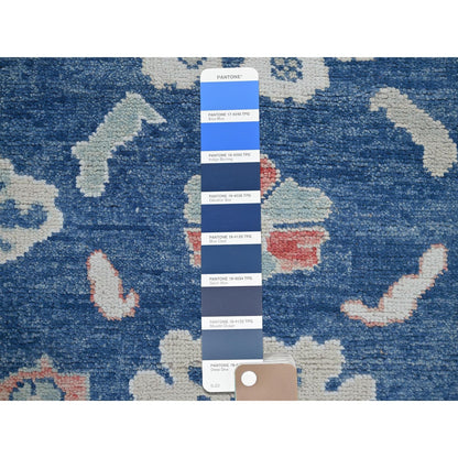 9'2"X12'1" Navy Blue Afghan Oushak Supple Collection Wool Hand Knotted Rug