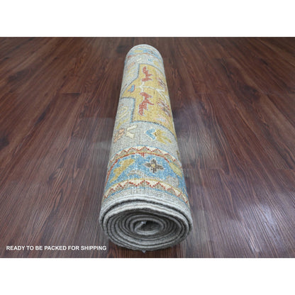 2'8"X10'2" Gray Caucasian Akstafa Design Hand Knotted All Wool Runner Rug