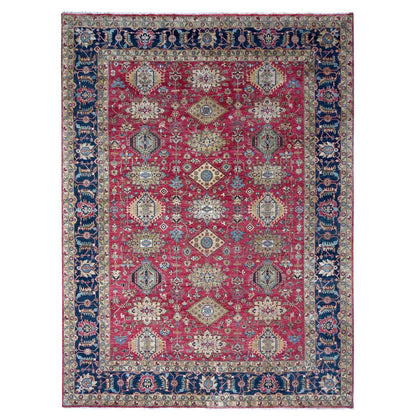 10'1"X13'10" Falcons Red Karjihooz Design Soft Wool Hand Knotted Rug