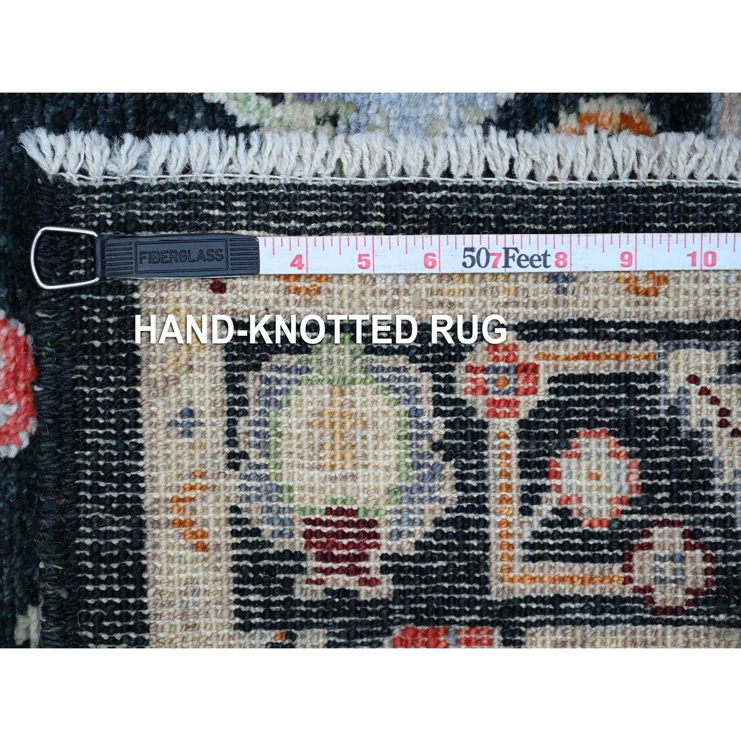 2'8"X12'5" Asphalt Black Afghan Angora Oushak Runner Oriental Rug
