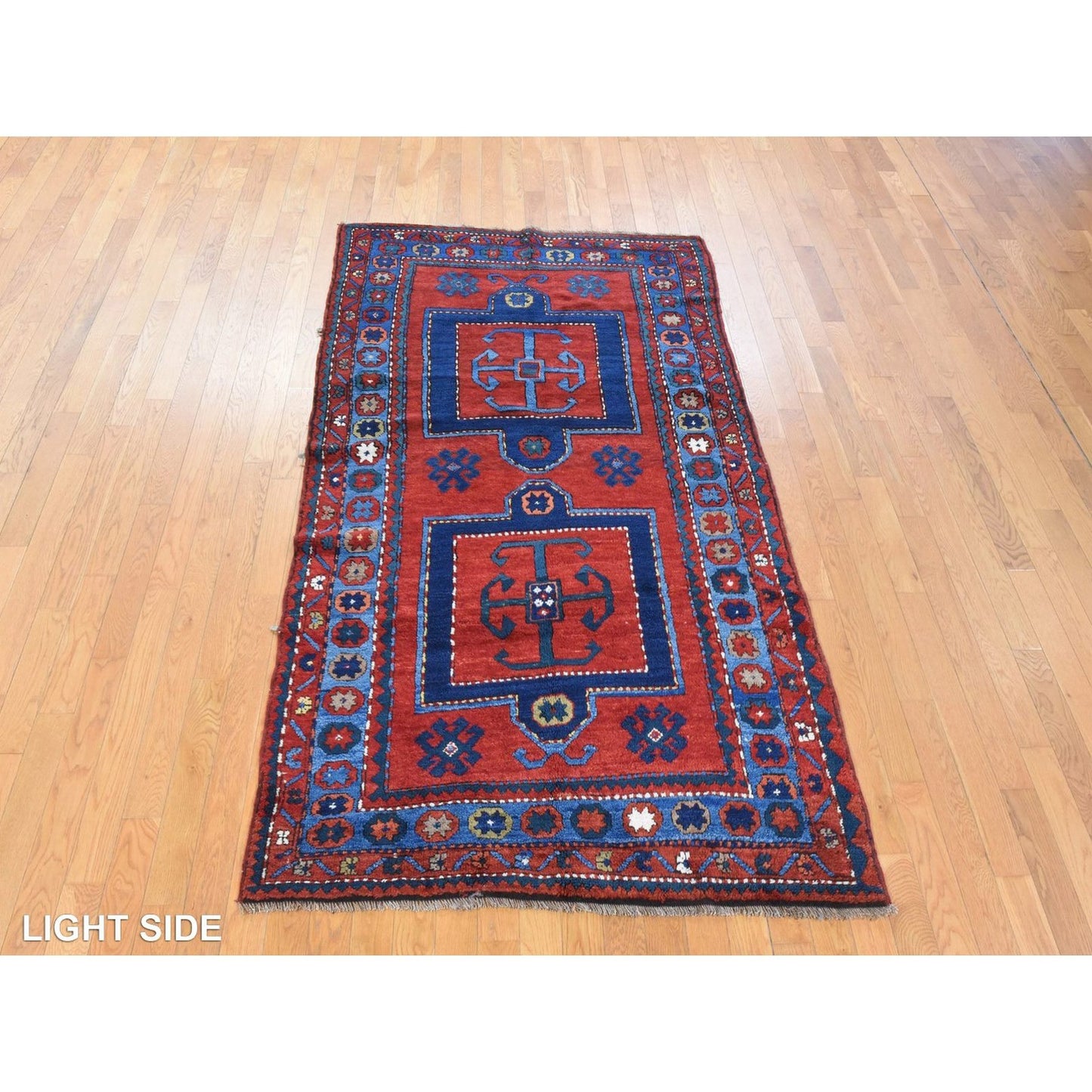4'4"X8'2" Red Antique Caucasian Rug Armenian Kazak Pure Wool Hand Knotted