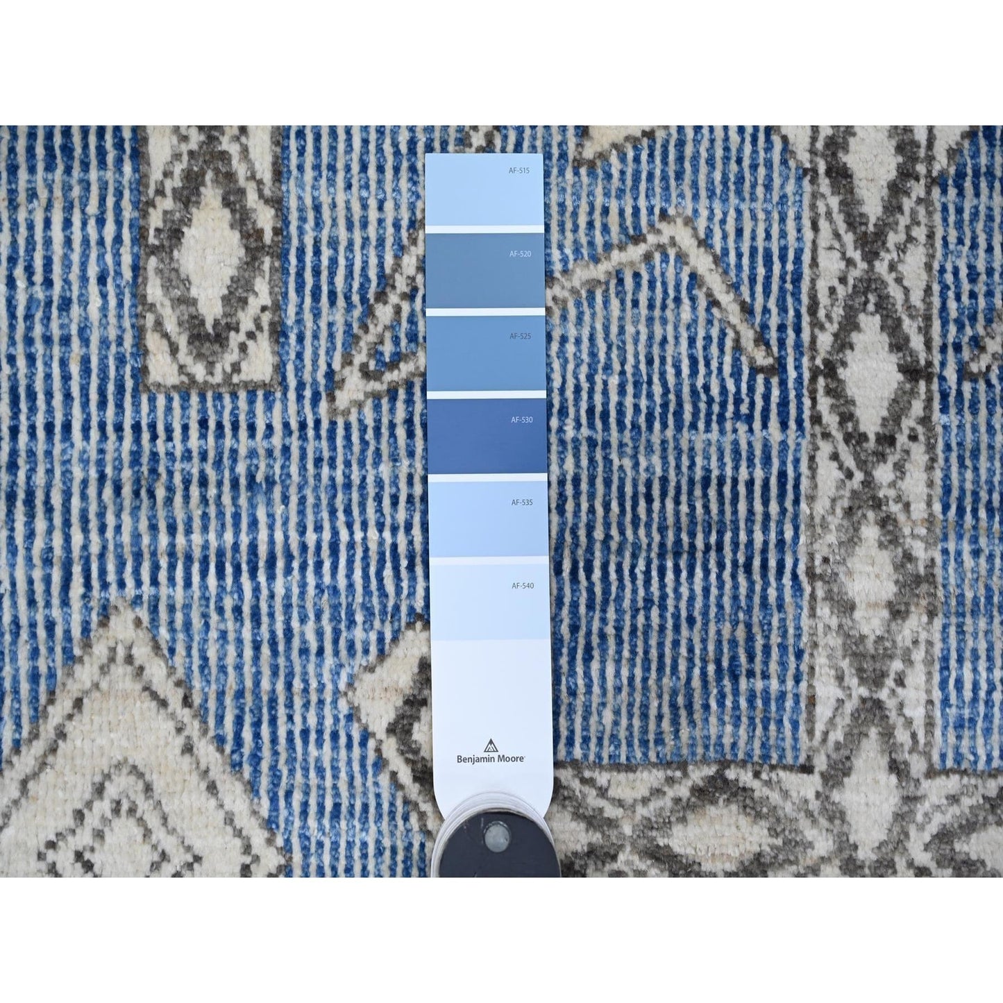 Rug 8'x9'8" Bdazzled Blue Snowflake Geometric Design Oriental