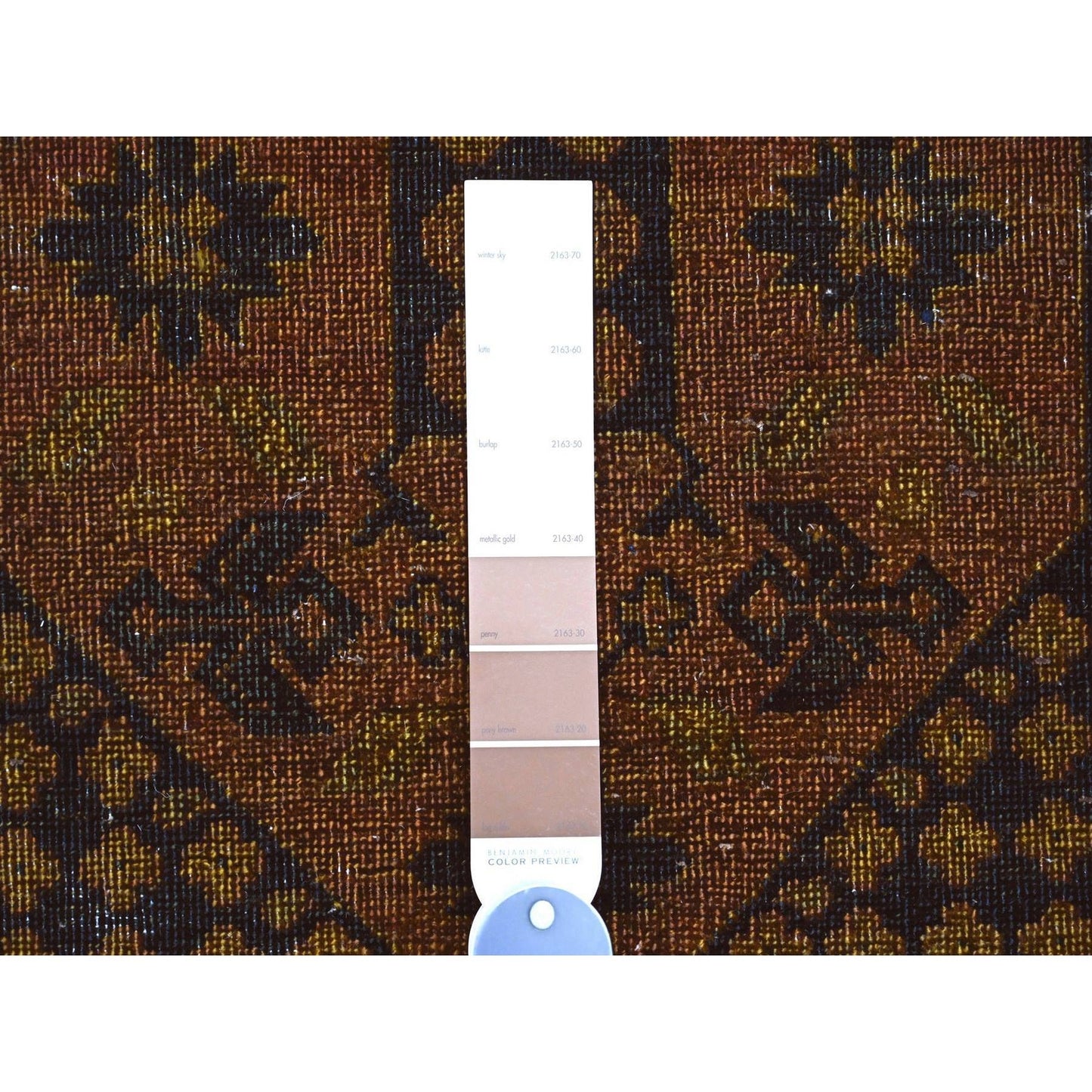 8'10"X12'2" Brown Overdyed Afghan Block Design Hand Knotted Pure Wool Rug