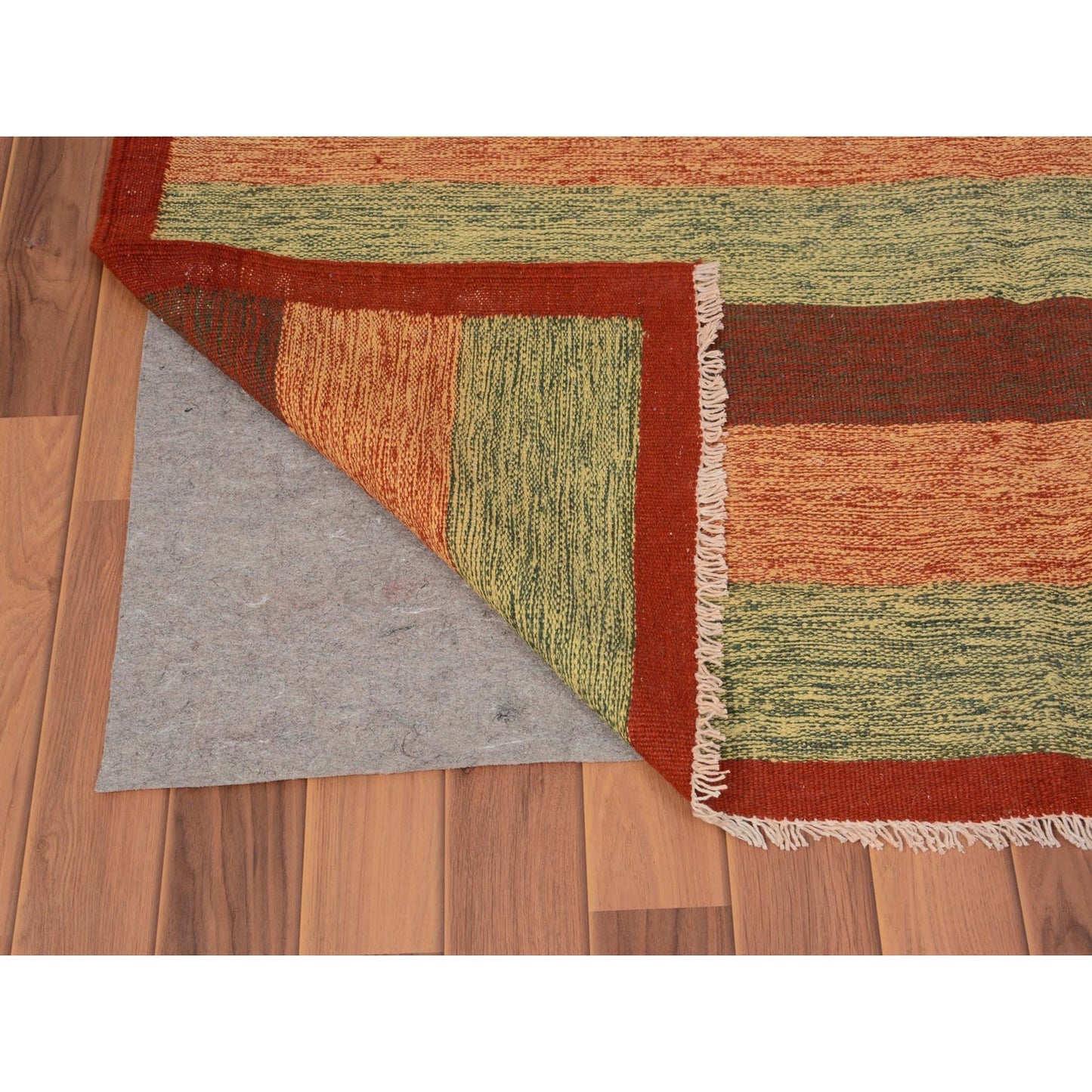 4'9"X8' Colorful Afghan Reversible Kilim Pure Wool Hand Woven Striped Rug