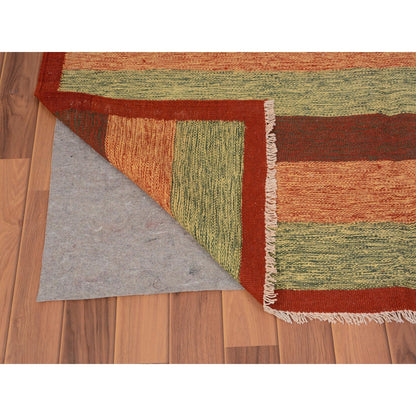 4'9"X8' Colorful Afghan Reversible Kilim Pure Wool Hand Woven Striped Rug