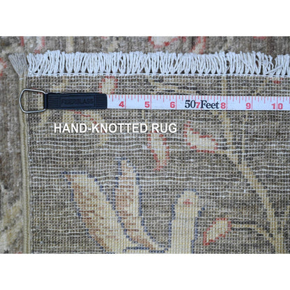 2'6"X6'2" Gray Birds Of Paradise Hand Knotted Wool Runner Oriental Rug