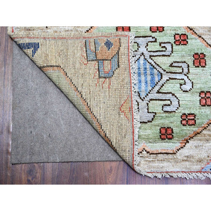 2'10"X9'7" Tan Color Anatolian Village Inspired Wool Hand Knotted Rug