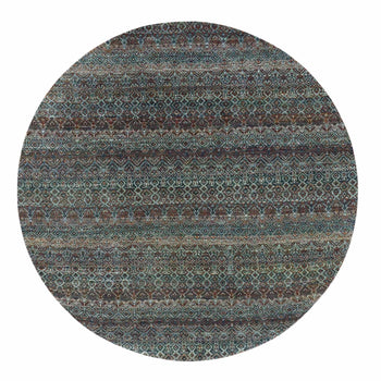 8'X8' Rust Brown Wool Hand Knotted Kohinoor Herrita Design Round Rug