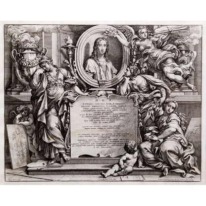 1674 Engraving Raphael Frontispiece - Pietro Aquila after Carlo Maratta