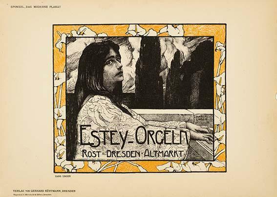 Estey Orgelm By Unger Das Moderne Plakat 1897 Original Stone Lithograph