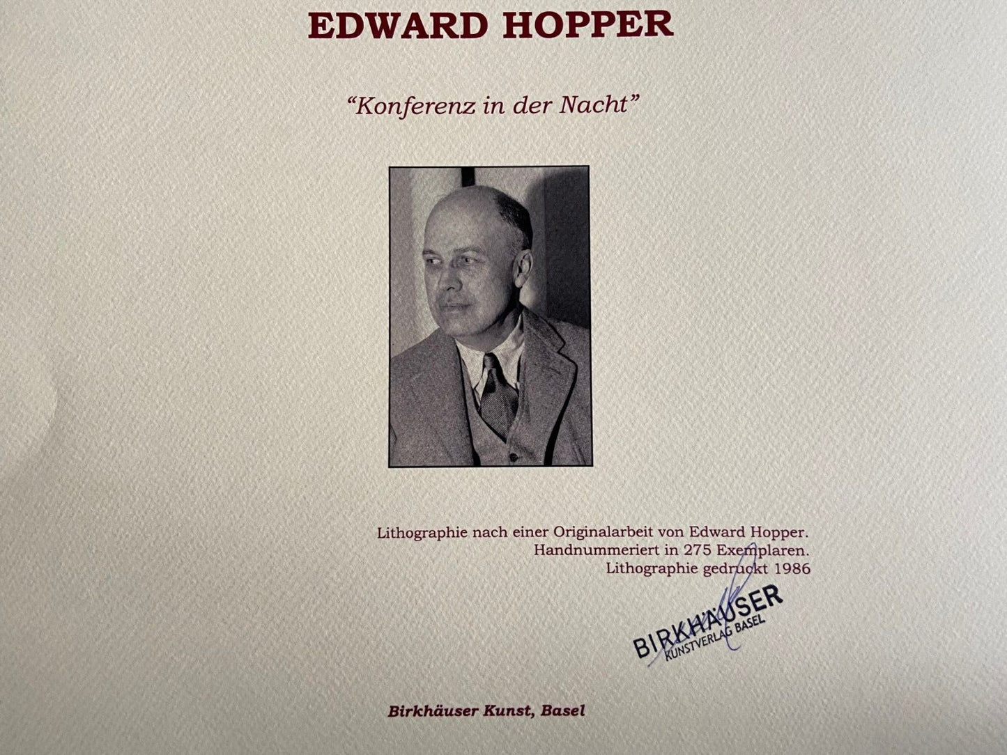 Edward Hopper Lithograph (Norman Rockwell Paul
