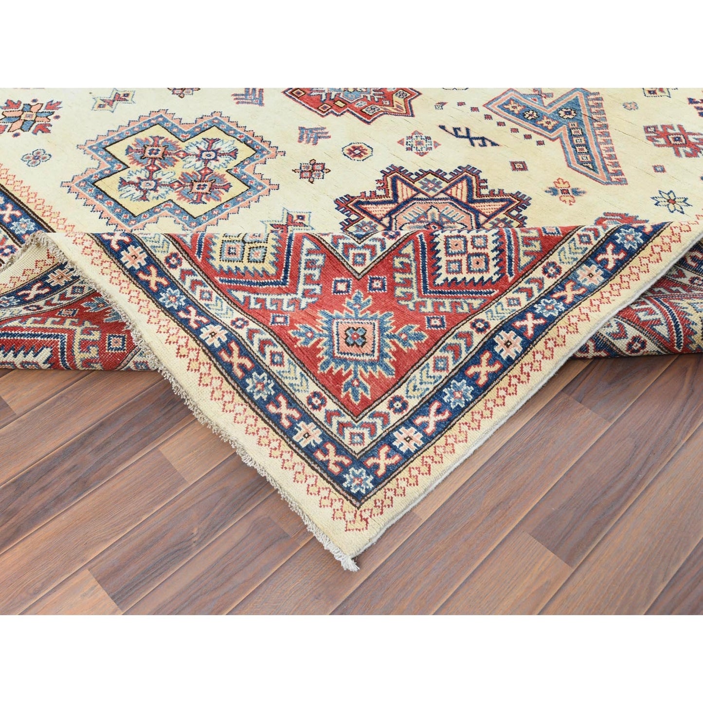 8'10"X11'9" Afghan Special Kazak Shiny Wool Hand Knotted Ivory Rug