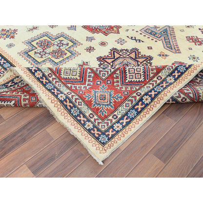 8'10"X11'9" Afghan Special Kazak Shiny Wool Hand Knotted Ivory Rug