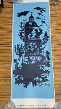 Bjorn Wiinblad Vintage Poster Autumn Season Large 140X50Cm Danish Silhouette Art