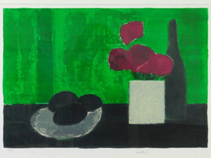 Bernard Cathelin Signed Original Lithograph Large Art Print Framed Avocado