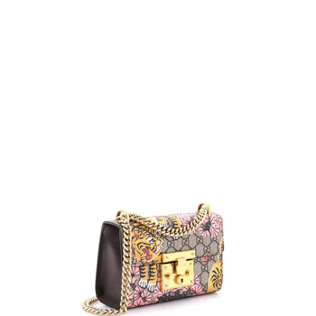 Gucci Padlock Shoulder Bag Bengal Print Gg Coated Canvas Small