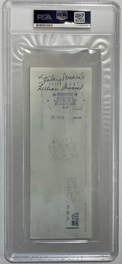 Stan Musial Autographed Personal Check Signed Twice (Psa)