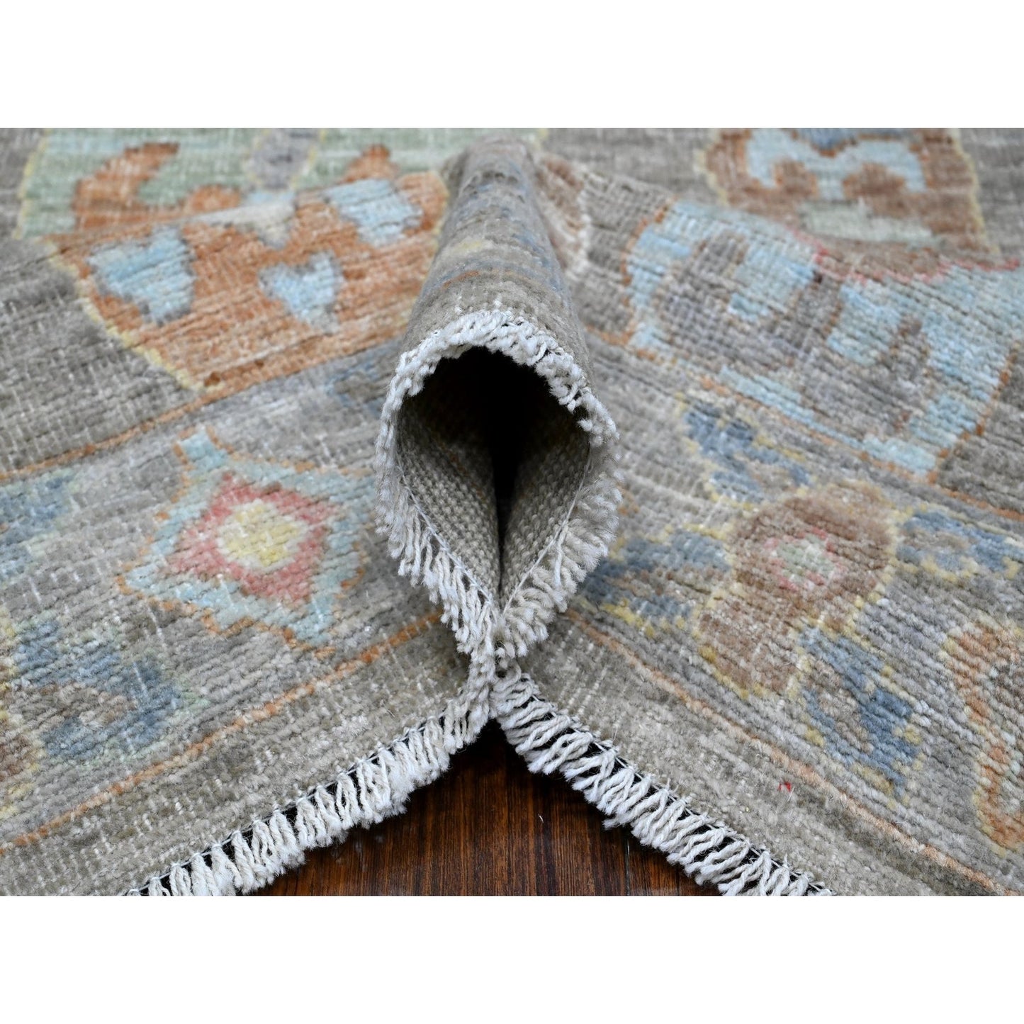 8'X9'8" Anvil Gray Extra Soft Wool Weft Afghan Angora Oushak Oriental Rug