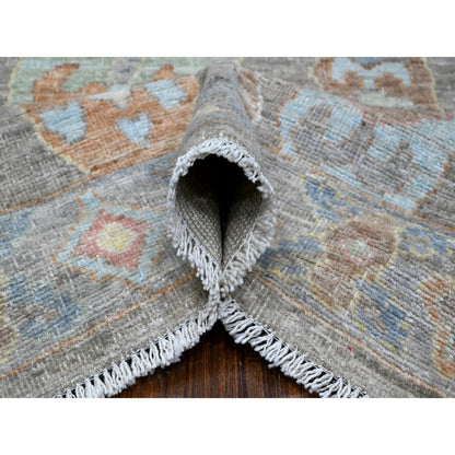 8'X9'8" Anvil Gray Extra Soft Wool Weft Afghan Angora Oushak Oriental Rug