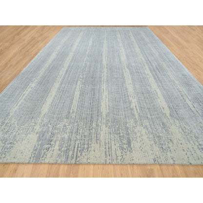 Rug 12'x17'10" Gray Wool And Plant Based Silk Hand Loomed Oversized