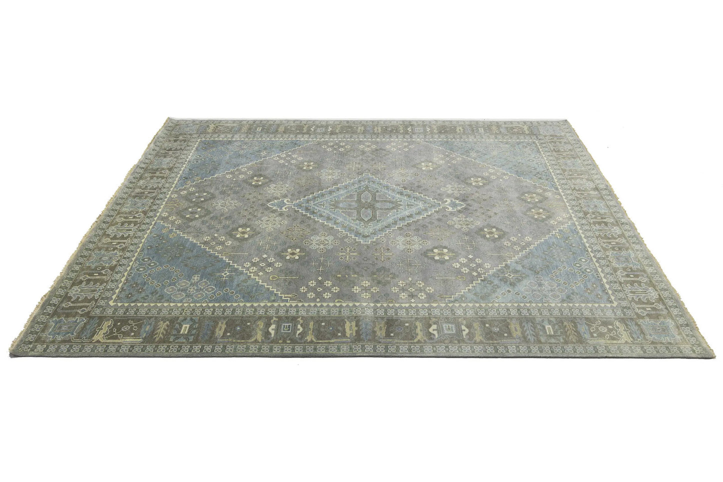 Handmade 9x12 ft Tribal Geometric Oriental Rug Muted Color Carpet