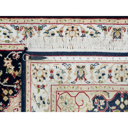2'6"X11'10" Blue Nain 250 Kpsi Hand Knotted Wool Runner Oriental Rug