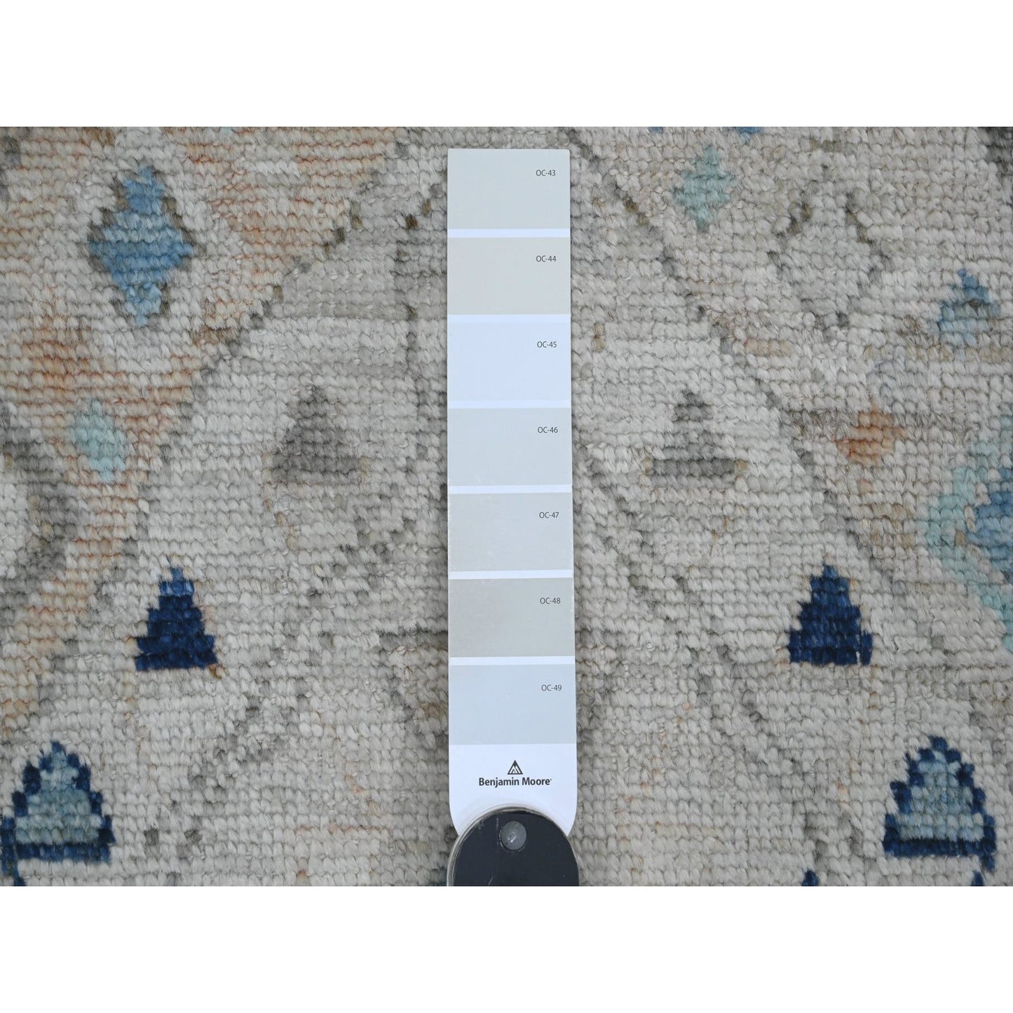3'1"X11'8" White Anatolian Village Design Wool Hand Knotted Runner Rug