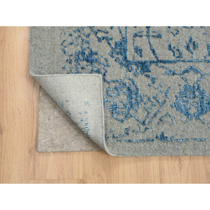11'10"X18' Gray Fine Jacquard Hand Loomed Wool And Silk Oversized Rug