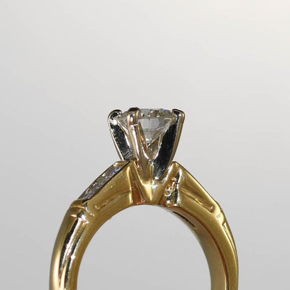 14K Yellow Gold Diamond Engagement Ring, .75Ct
