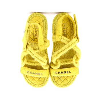 Chanel Women'S Cord Dad Sandals Quilted Leather