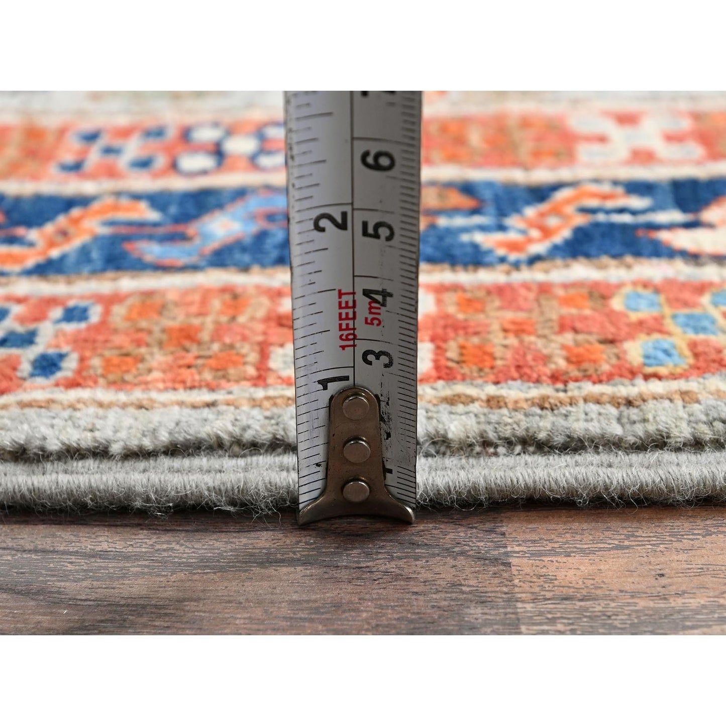2'8"X9'7" Misty Gray Caucasian Design Soft Wool Hand Knotted Runner Rug