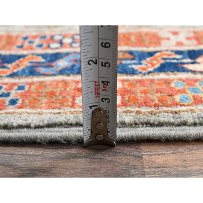 2'8"X9'7" Misty Gray Caucasian Design Soft Wool Hand Knotted Runner Rug