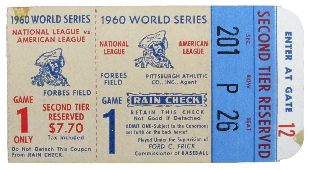 1960 World Series Game 1 Ticket Stub