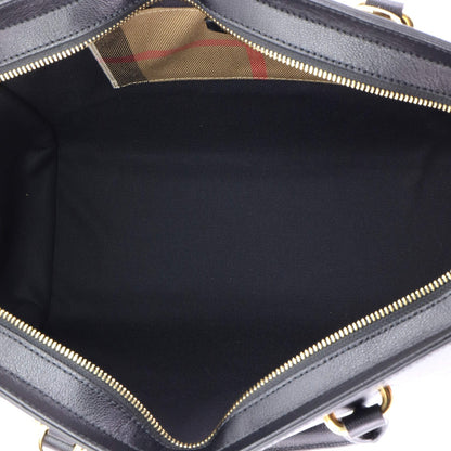 Burberry Banwell Tote Leather And House Check Canvas Small