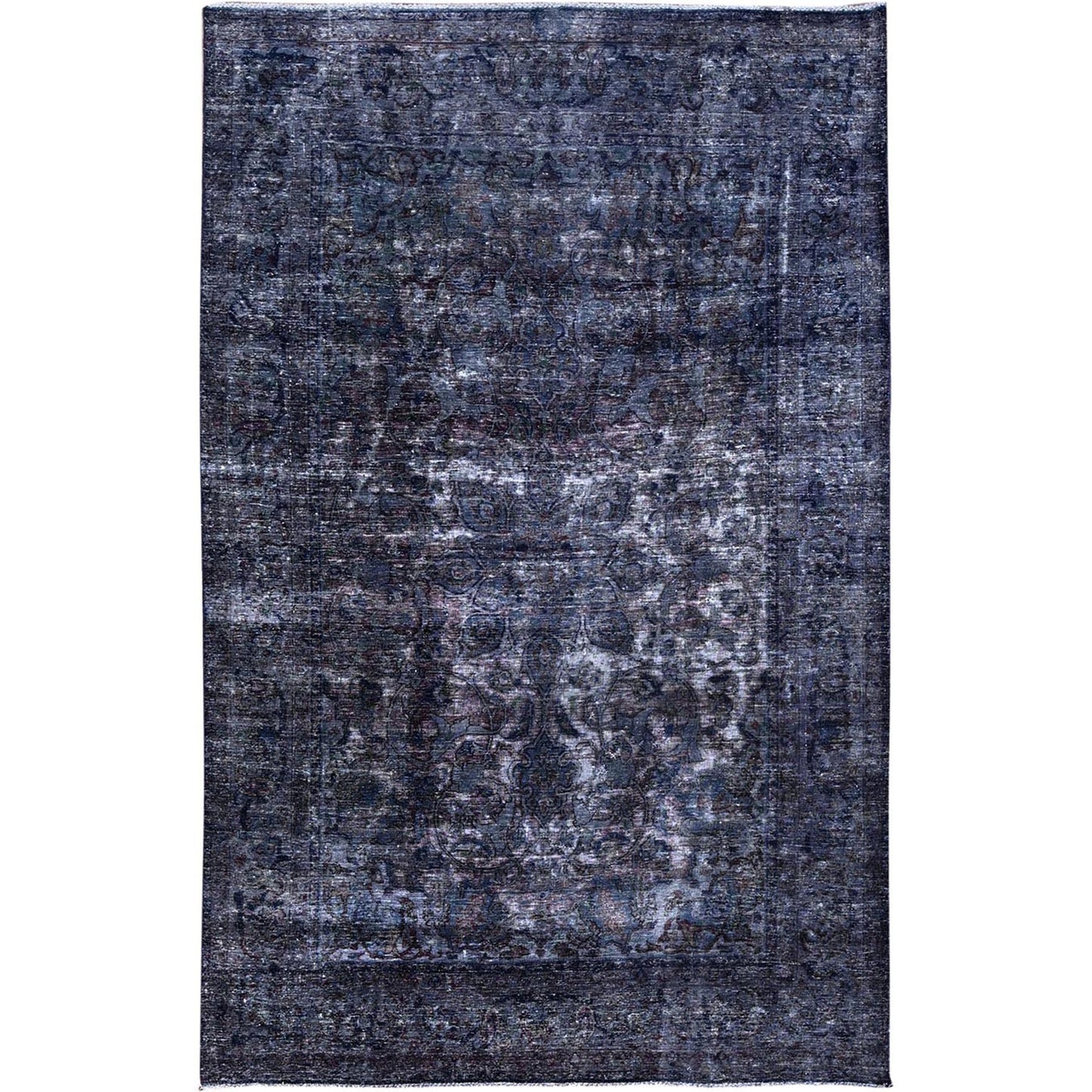 6'5"X10'3" Blue Overdyed Semi Antique Tebraz Hand Knotted Oriental Rug