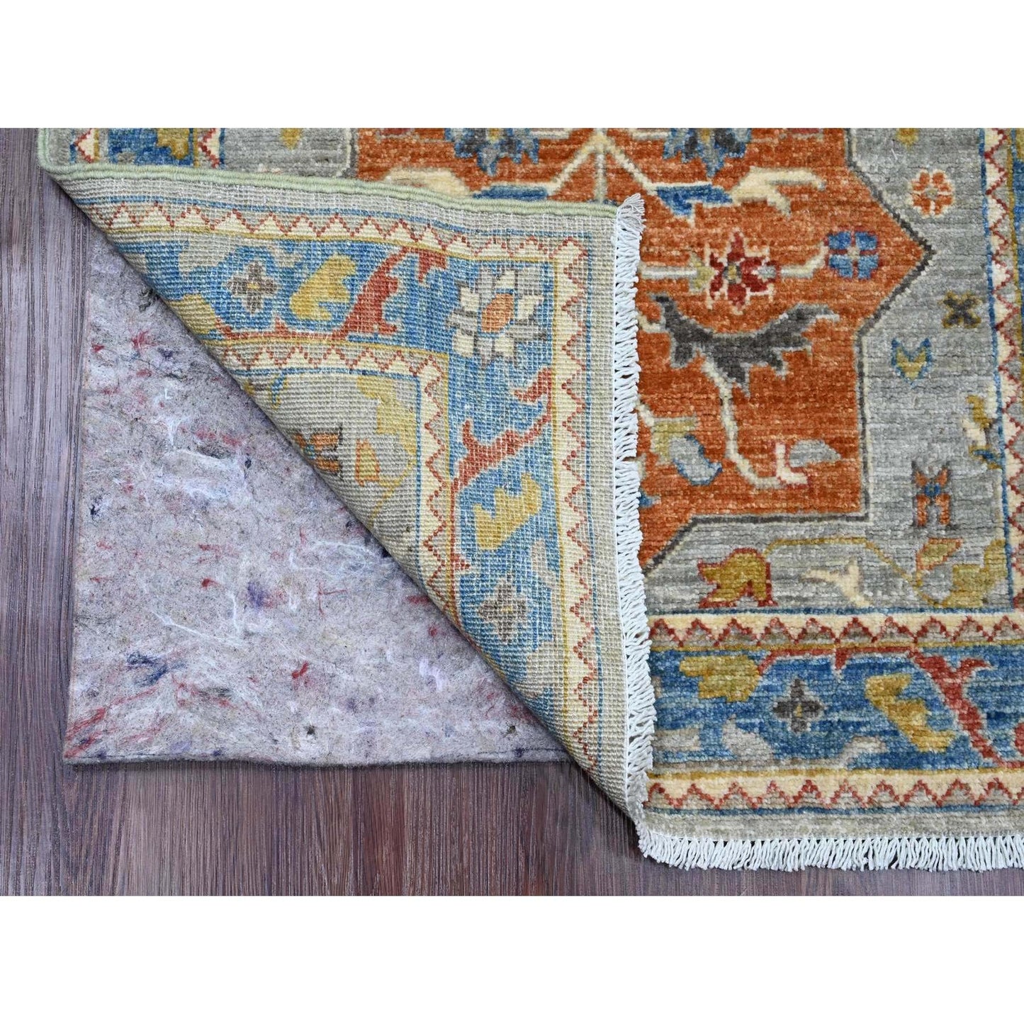 2'7"X10'2" Gray Caucasian Akstafa Design All Wool Hand Knotted Runner Rug